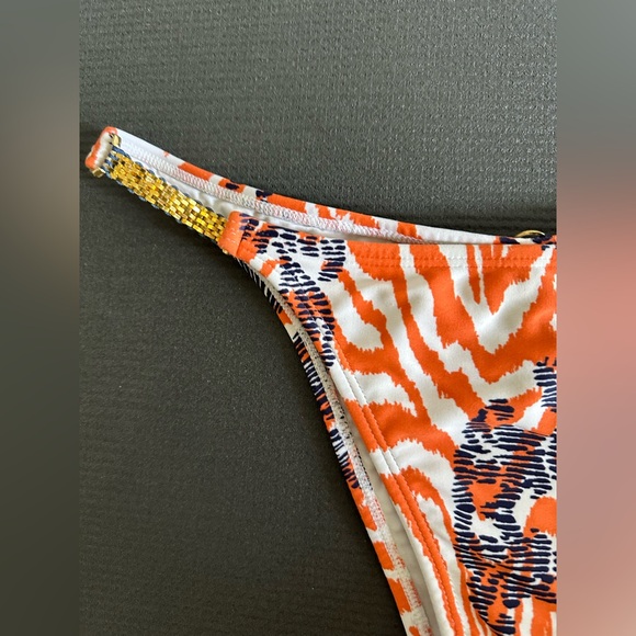 ViX Paul Ahermanny Orange/White Fun Print Swim Bikini Bottoms size Large EUC - Picture 2 of 8